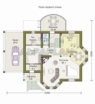 Проект дома коттеджа 31B (3D) в Тюмени