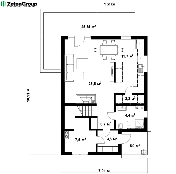 Проект дома коттеджа ZG-007 в Тюмени